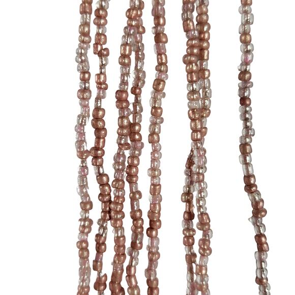 48" Long Tan Bronze Seed Bead Necklace Boho Multistrand India Handmade NEW - Picture 9 of 9